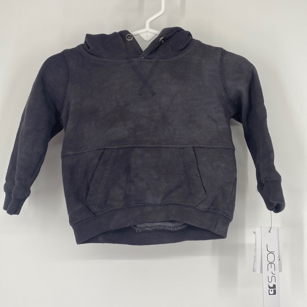 Joes Baby Long Sleeve Fleece Acid Wash Drawstring Hoodie Jacket Graphite 9M NWT
